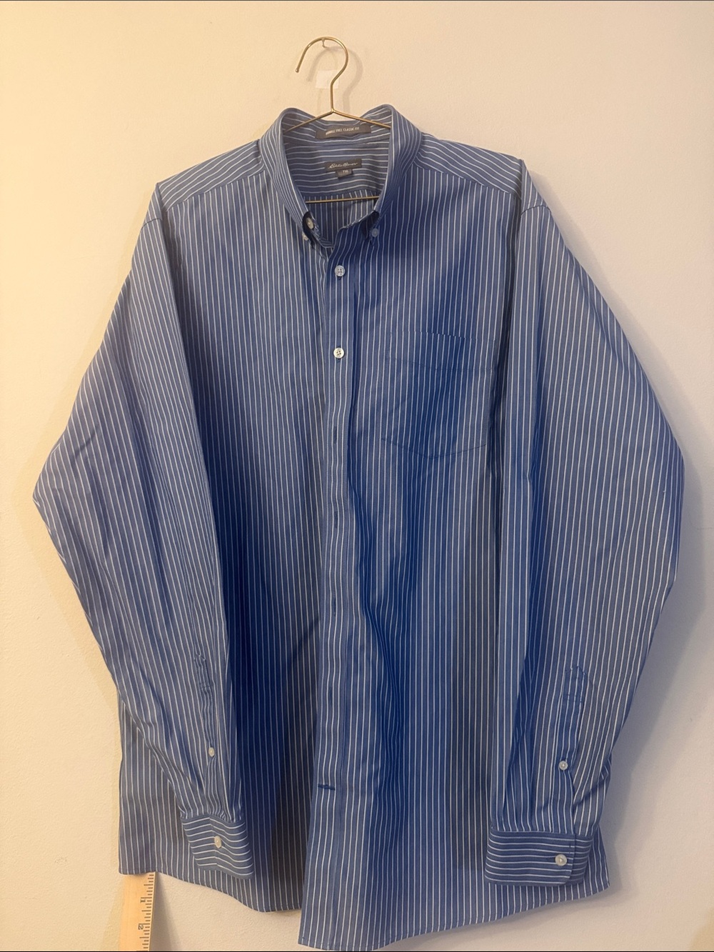 Eddie Bauer Blue and White Striped Dress Shirt